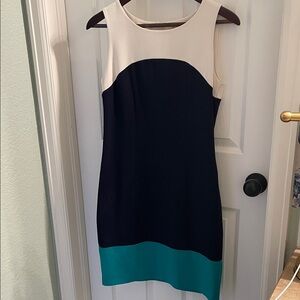 Banana Republic Black, Teal, and Cream Mini Dress